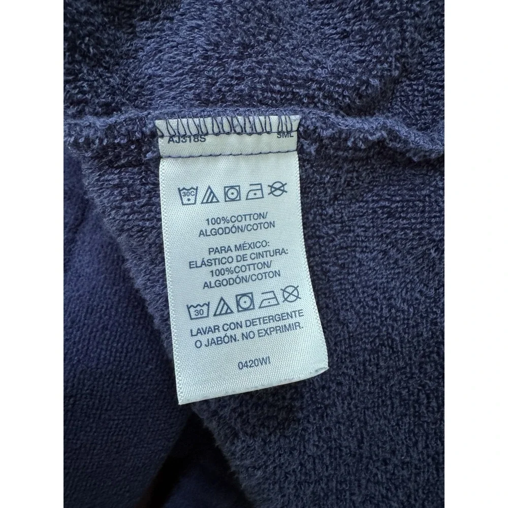 Polo Ralph Lauren Bath Robe Men's S/M Navy Blue Cotton Terry Belted Sleepwear